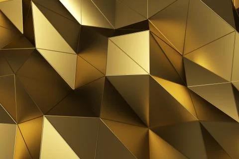 Abstract background of geometric gold surface. Computer generated loop animat Stock Illustration