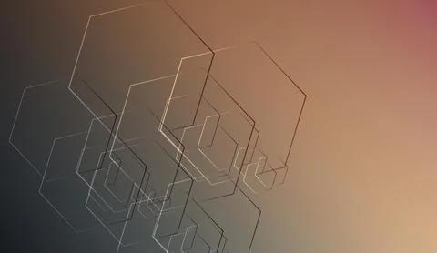 Abstract background with geometric hexagons in warm gradient colors and modern Stock Illustration
