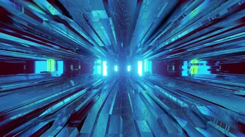 Abstract background of geometric lights in motion in 3D illustration Stock Footage 149124410