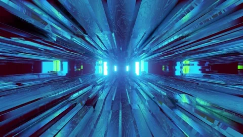 Abstract background of geometric lights in motion in 3d illustration Stock Footage 160819592