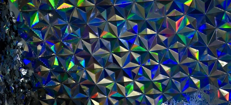 Abstract background, Geometric metallic texture with holographic light refl.. 库存照片