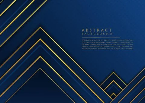 Abstract background geometric overlap layer shape blue and gold metallic colo Stock Illustration