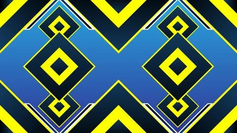 Abstract Background Geometric Pattern with Yellow and Blue Symmetrical Desi.. Illustrazione stock