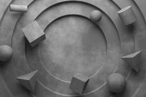 Abstract background of geometric shape with cement texture. 3D rendering. Stock Illustration