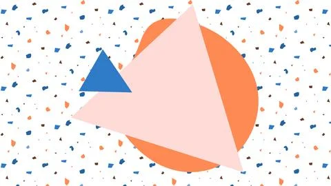 Abstract background with geometric shapes and confetti, vector Illustration Stock Illustration
