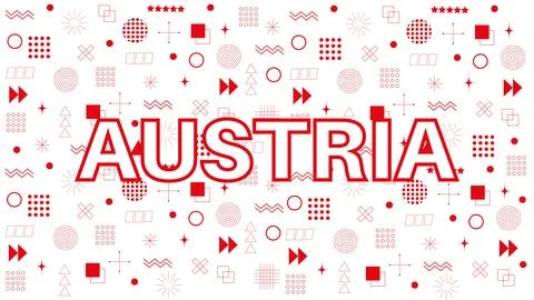 Abstract background geometric shapes and Austria country in Memphis style. Stock Illustration