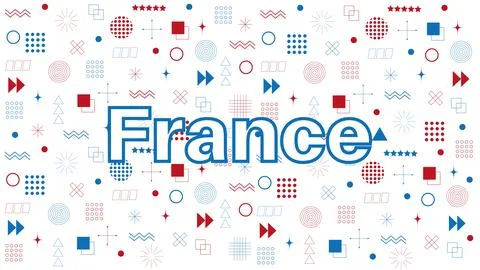 Abstract background with geometric shapes and France country in Memphis style Stock Illustration