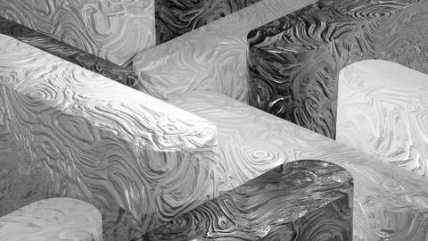 Abstract background with geometric shapes with wavy texture effect. 3d rendering Illustrazione stock