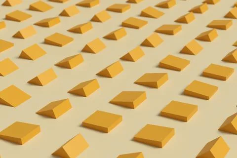 Abstract background of geometric shapes in yellow. 3D illustration. Stock Illustration