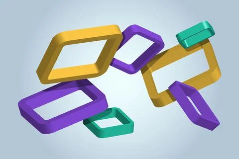 Abstract background with geometric three-dimensional shapes. 3D squares in chaot Stock Illustration