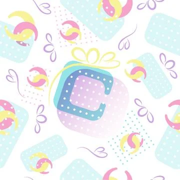 Abstract Background Gift box square sweet pastel Seamless Pattern, Vector ill Stock Illustration