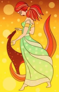 Abstract background. Girl with deer? 库存插图