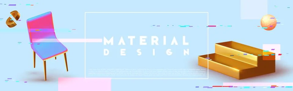 Abstract background with glitch effect and realistic geometric objects 3d sha Stock Illustration