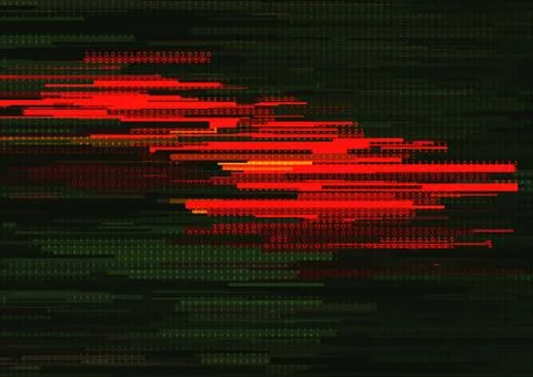Abstract background with glitched vertical stripes, stream line binary code.. Stockillustratie