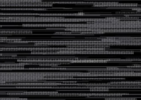 Abstract background with glitched vertical stripes, stream line binary code.. Illustrazione stock