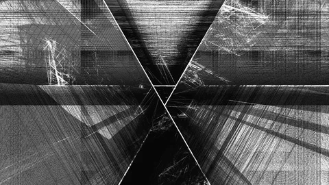Abstract Background Glitching Triangular Tunnel Black And White 4 Stock Footage 118886672