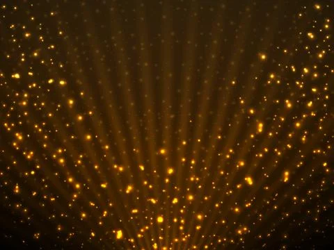 Abstract background with glitter particles and glowing rays. Magic backdrop Stock Illustration
