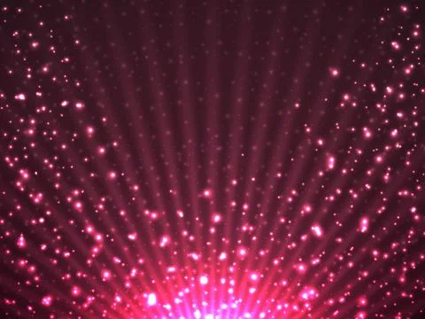 Abstract background with glitter particles and glowing rays. Magic backdrop Stock Illustration