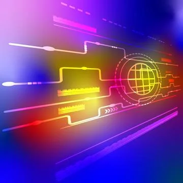 Abstract background with globe, technology, circuit. Stock Illustration