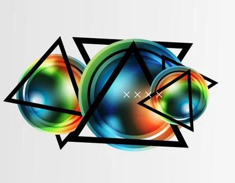 Abstract background - glossy glass bubbles, abstract sphere shapes. Vector Illustrazione stock