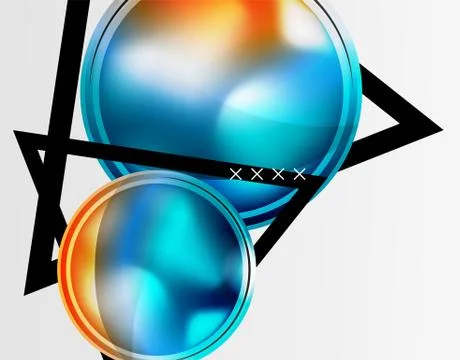 Abstract background - glossy glass bubbles, abstract sphere shapes. Vector Illustrazione stock