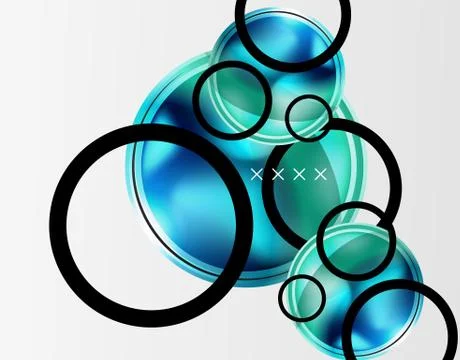 Abstract background - glossy glass bubbles, abstract sphere shapes. Vector Stock Illustration
