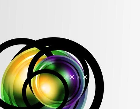 Abstract background - glossy glass bubbles, abstract sphere shapes. Vector Stock Illustration