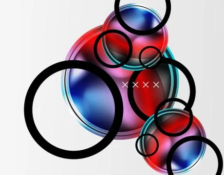 Abstract background - glossy glass bubbles, abstract sphere shapes. Vector 스톡 일러스트