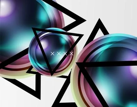 Abstract background - glossy glass bubbles, abstract sphere shapes. Vector Stock Illustration