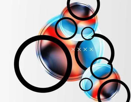 Abstract background - glossy glass bubbles, abstract sphere shapes. Vector Illustrazione stock