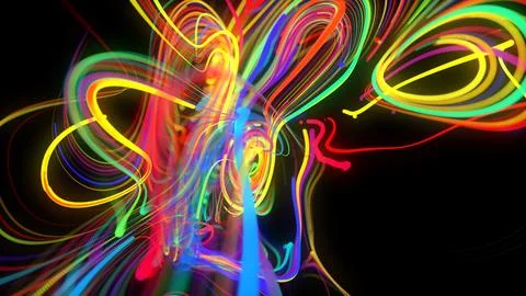 Abstract background glow lines or light streaks. Running lights particles form Illustrazione stock