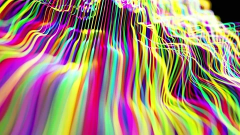 Abstract background glow multicolor lines form surface. Beautiful curved lines Stock Footage 140276207