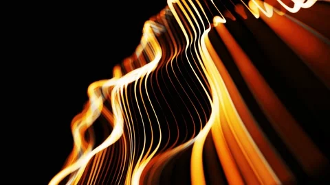 Abstract background of glow yellow lines form waving surface. Beautiful curved Stock Footage 140905677
