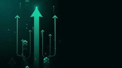 Abstract background with glowing arrows pointing up showing growth success .. Видео 339277262