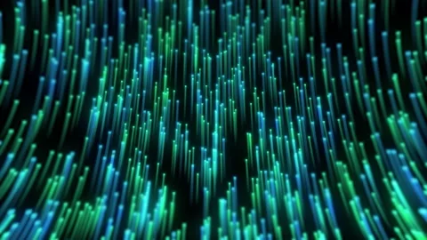 Abstract background with glowing blue and green light trails from space star Stock Footage 183674248