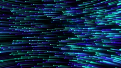 Abstract background with glowing blue and green light trails from space star Stock Footage 183674377