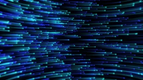 Abstract background with glowing blue and green light trails from space star Stock Footage 183674396