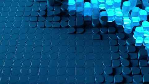Abstract background with glowing blue moving cubes. Stock Footage 340469770