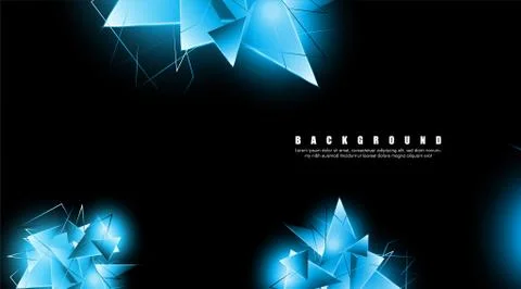 Abstract background with glowing blue triangles that overlap. isolated black  Illustrazione stock