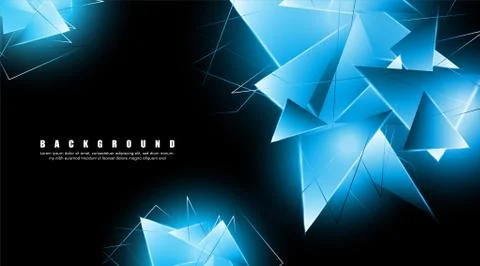 Abstract background with glowing blue triangles that overlap. isolated black  Stock Illustration
