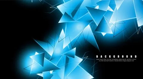 Abstract background with glowing blue triangles that overlap. isolated black  Stock Illustration