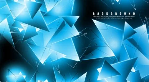 Abstract background with glowing blue triangles that overlap. isolated black  Stock Illustration