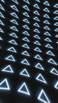 Abstract background with glowing blue triangles arranged in a seamless futuri Stock Illustration
