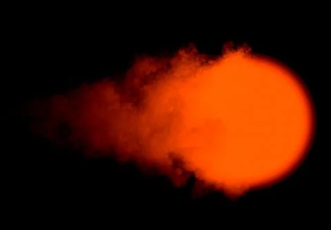 Abstract background, glowing burning orange ball on black background Stock Illustration