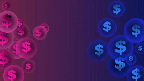Abstract background with glowing dollar symbols in bubbles animation Vidéo 336888234