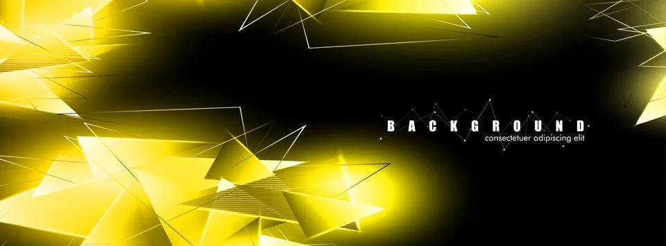 Abstract background with glowing gold triangles that overlap. isolated black  イラスト素材