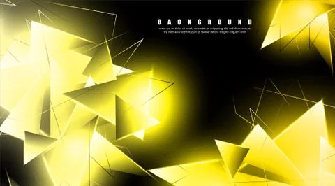 Abstract background with glowing gold triangles that overlap. isolated black  Stock Illustration