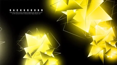 Abstract background with glowing gold triangles that overlap. isolated black  イラスト素材