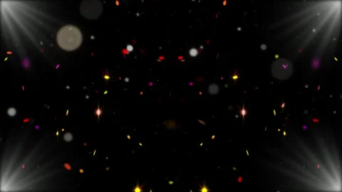 Abstract background with glowing golden sparkles and bright stage spotlights on Stock Footage 345016531