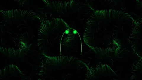 Abstract background with glowing green light trails and particles forming a.. Stock-Footage 343611590